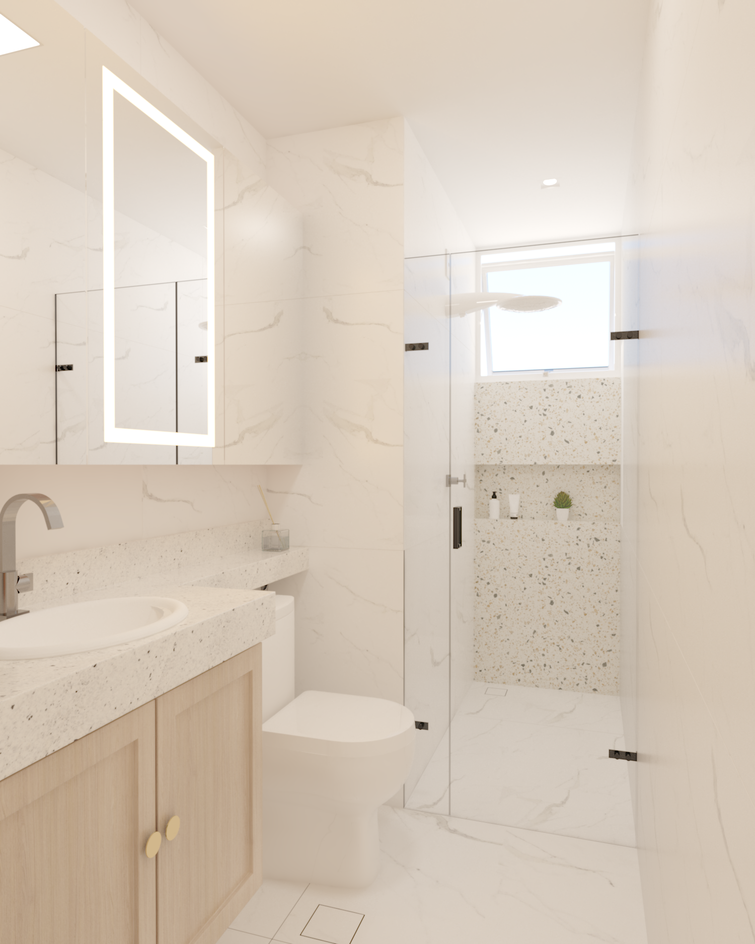 Projeto Apto R2 - Banheiro Vista 1 - Jordana Melo Arquitetura