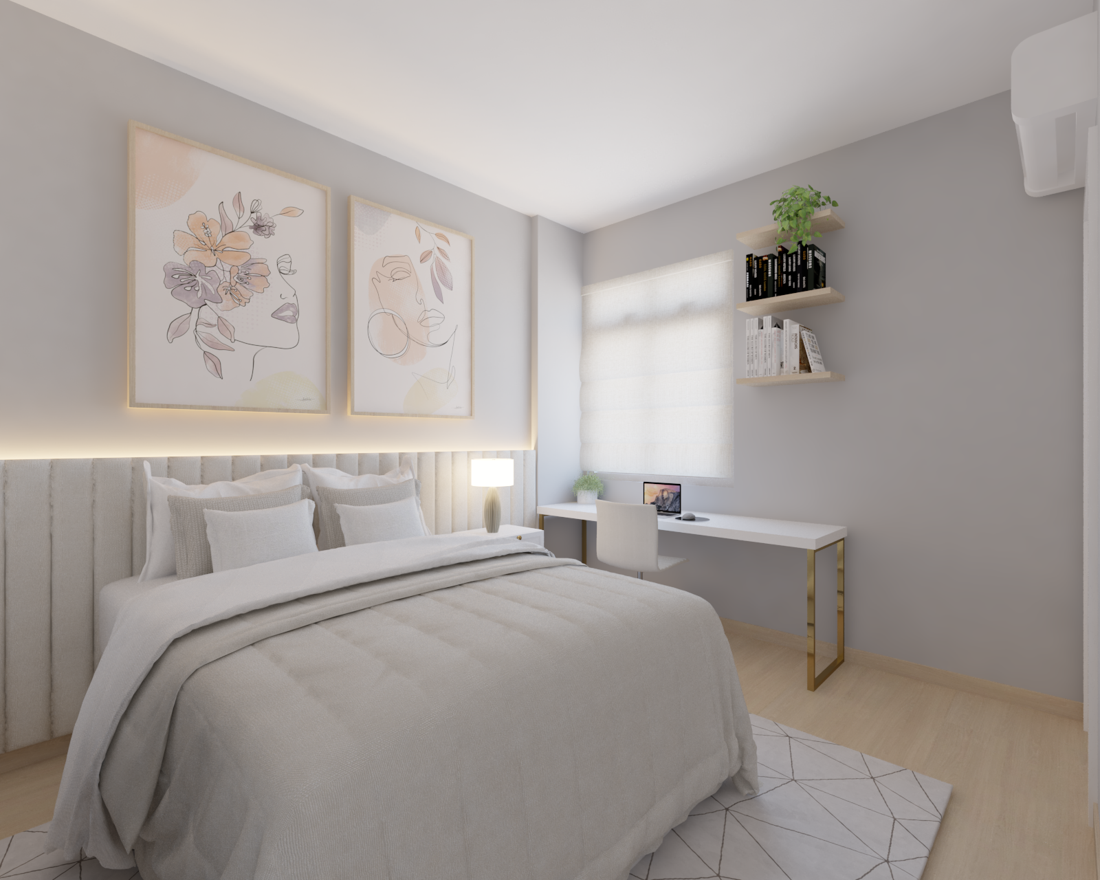 JProjeto Apto R2 - Quarto 1 Vista 1 - Jordana Melo Arquitetura