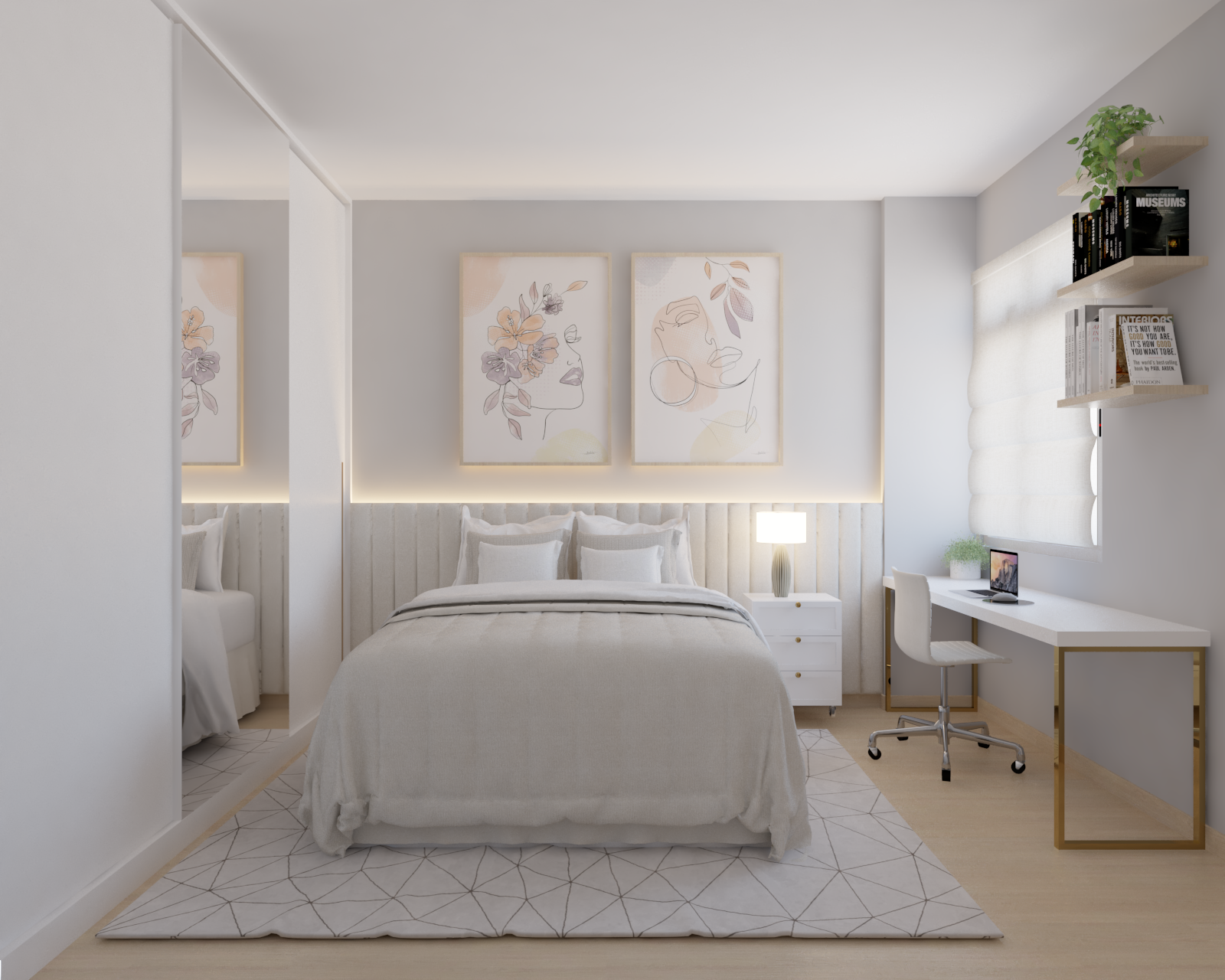 Projeto Apto R2 - Quarto 1 Vista 2 - Jordana Melo Arquitetura