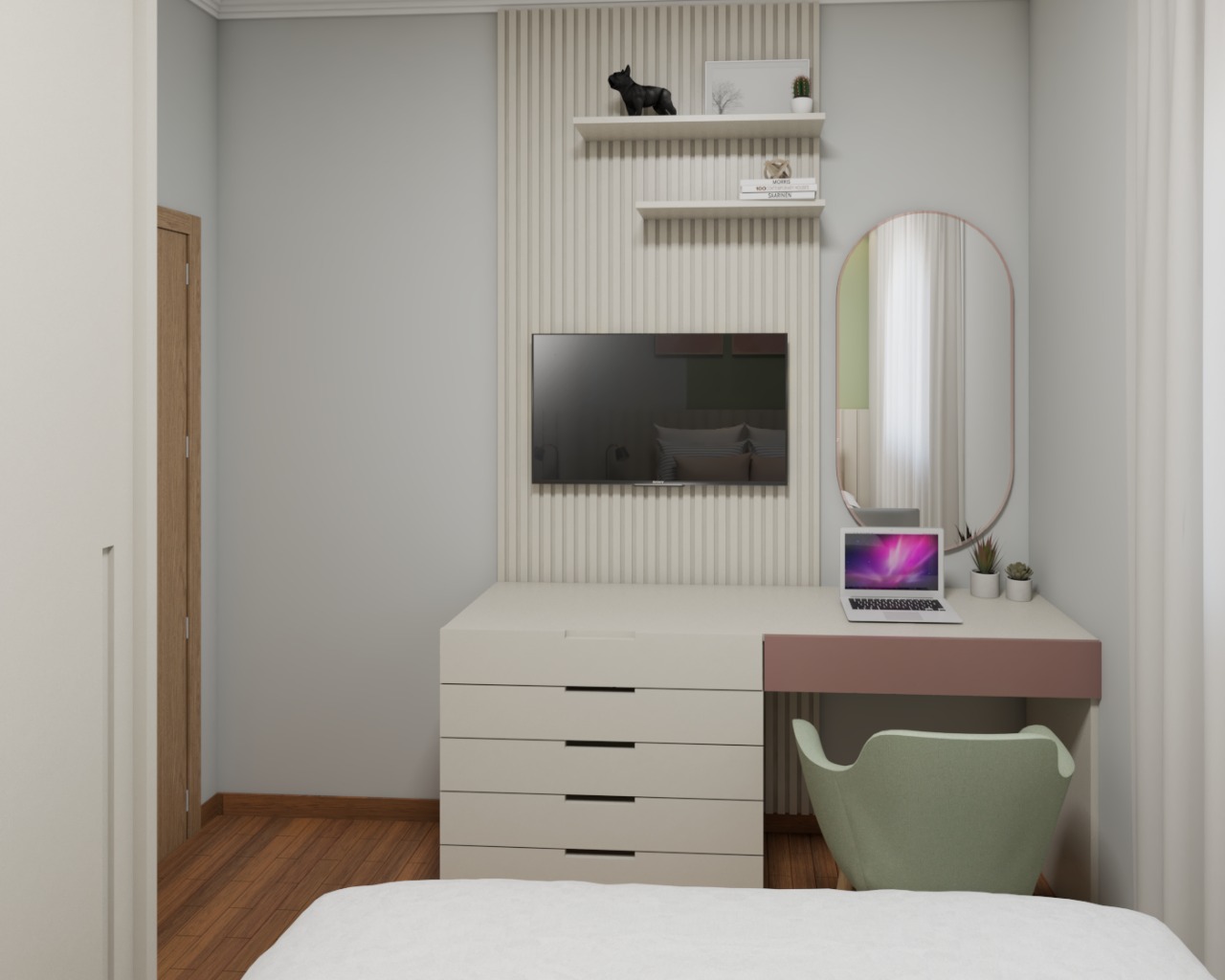 Projeto Casa IM - Quarto Vista 2 - Jordana Melo Arquitetura